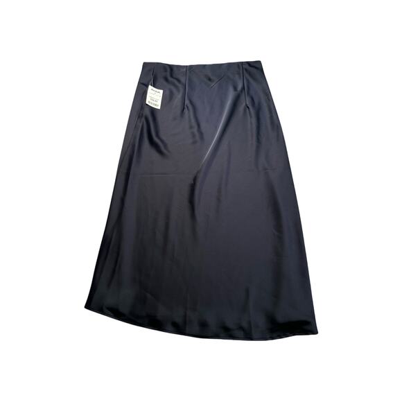 Rachel Zoe Satin Pull On Midi Skirt Black Size 6 Elastic Waist NWT (257) - Picture 2 of 7